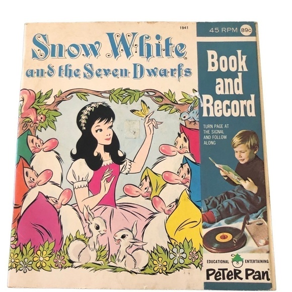 VTG Snow White & The Seven Dwarfs Book & 45 RPM Record Follow Along Story - Picture 1 of 5